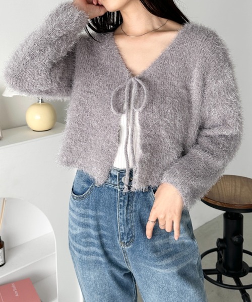 CLEA(クレア)の「シャギーリボンニットカーディガン(カーディガン/ボレロ・レディース・グレー/ブラック/ピンク/ホワイト・FREE)」の19枚目の写真