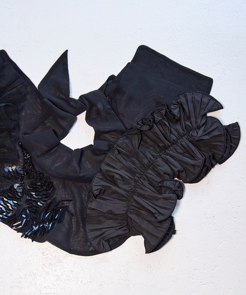 [MARGE]Lace embroidery collar黒チュールショール MARGE]Lace embroidery collar黒チュールショール 【公式通販】