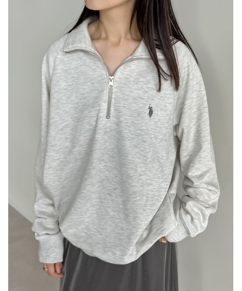 Re:EDIT（リエディ）の「[U.S. POLO ASSN.][別注]ワンポイント刺繍ハーフジップスウェットプルオーバー（スウェット・レディース・ブラック/オートミール/ホワイト・MEDIUM/LARGE/X-LARGE）」の3枚目の写真