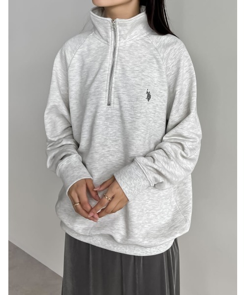 Re:EDIT（リエディ）の「[U.S. POLO ASSN.][別注]ワンポイント刺繍ハーフジップスウェットプルオーバー（スウェット・レディース・ブラック/オートミール/ホワイト・MEDIUM/LARGE/X-LARGE）」の8枚目の写真