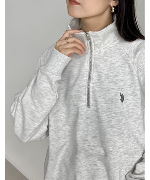 Re:EDIT（リエディ）の「[U.S. POLO ASSN.][別注]ワンポイント刺繍ハーフジップスウェットプルオーバー（スウェット・レディース・ブラック/オートミール/ホワイト・MEDIUM/LARGE/X-LARGE）」の9枚目の写真