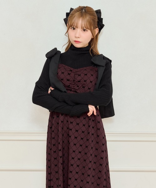 セール】【7周年限定アイテム】リボン柄キャミワンピース【ZOZOTOWN