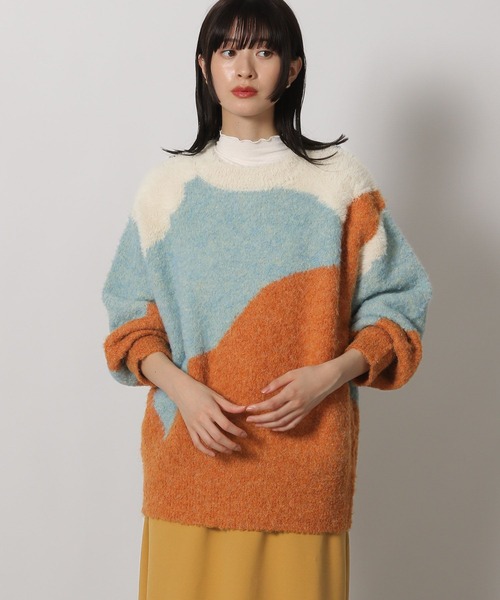 LAKOLE（ラコレ）の「インターシャ配色プルオーバー / 250838（ニット/セーター・レディース・ピンク/オレンジ/ブルー・FREE）」の15枚目の写真