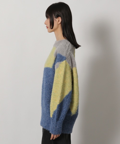 ニット セーター インターシャニットプルオーバー レディース 透かし柄インターシャプルオーバーニット | GIANNI LO GIUDICE