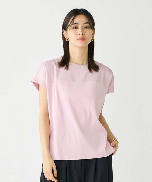 tシャツ サテン切り替えドルマンスリーブカットソー「スビン綿MIXフライス」 レディース I.T.'S. international tシャツ サテン切り替えドルマンスリーブ