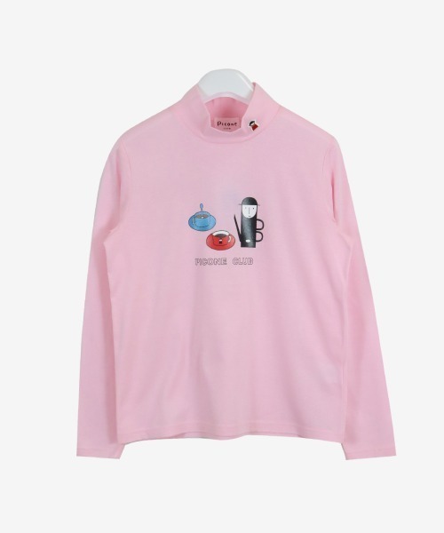 Picone CLUB（ピッコーネクラブ）の「コットン混吸水速乾長袖ハイネックプルオーバー（Tシャツ/カットソー・レディース・ピンク/ホワイト/イエロー/ネイビー・S/M/L）」の4枚目の写真