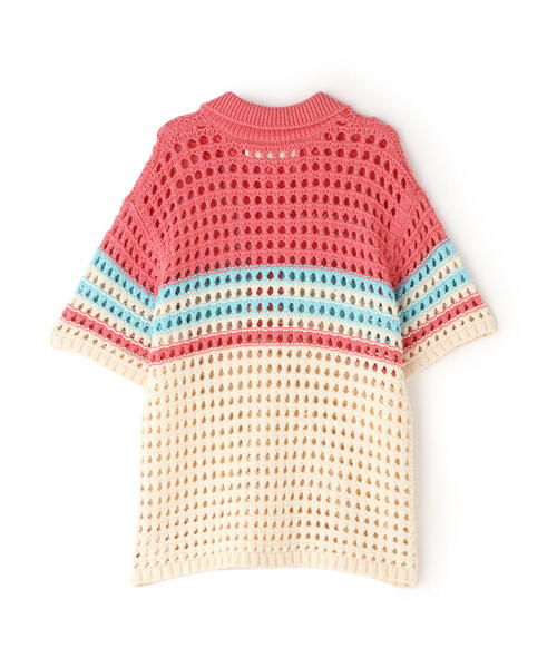 VOLTAGE CONTROL FILTER(ヴォルテージコントロールフィルター)の「VOLTAGE CONTROL FILTER/ヴォルテージコントロールフィルター/MESH BORDER KNIT POLO(ポロシャツ・レディース・ピンク・F)」の6枚目の写真