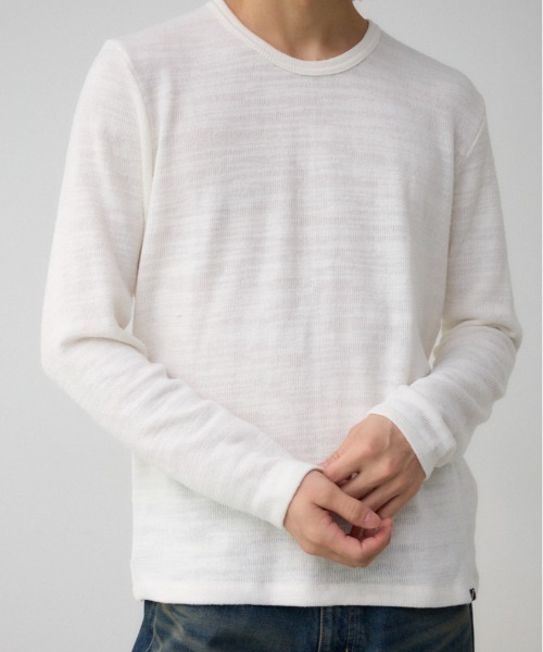 AZUL by moussy（アズールバイマウジー）の「起毛スラブ長袖トップス（Tシャツ/カットソー・メンズ・レッド系その他/ブルー系その他3/グレー系その他/ホワイト/ブラック・SMALL/MEDIUM/LARGE）」の2枚目の写真