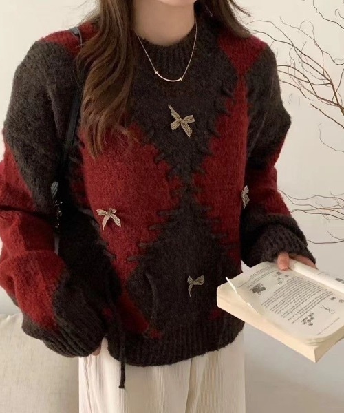 gasa*ガサ　アンティークレース付きニット レースアランニットカーディガン - Ample - Vin｜YAMADAYA STORE