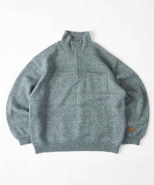 kutir（クティール）の「RUBBER LOGO MELANGE HALF ZIP KNIT/ラバーロゴメランジハーフジップニット（ニット/セーター・メンズ・グリーン系/ブラック/レッド・LARGE/MEDIUM）」の2枚目の写真