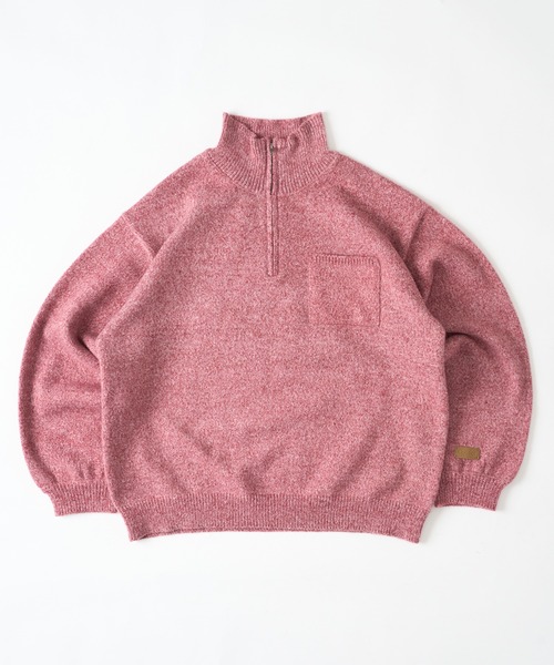 kutir（クティール）の「RUBBER LOGO MELANGE HALF ZIP KNIT/ラバーロゴメランジハーフジップニット（ニット/セーター・メンズ・グリーン系/ブラック/レッド・LARGE/MEDIUM）」の3枚目の写真
