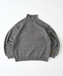 kutir | RUBBER LOGO MELANGE HALF ZIP KNIT/ラバーロゴメランジハーフジップニット(ニット/セーター)