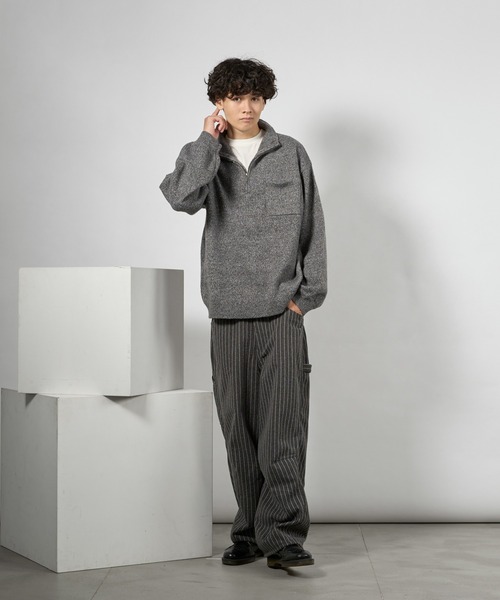 kutir（クティール）の「RUBBER LOGO MELANGE HALF ZIP KNIT/ラバーロゴメランジハーフジップニット（ニット/セーター・メンズ・グリーン系/ブラック/レッド・LARGE/MEDIUM）」の6枚目の写真