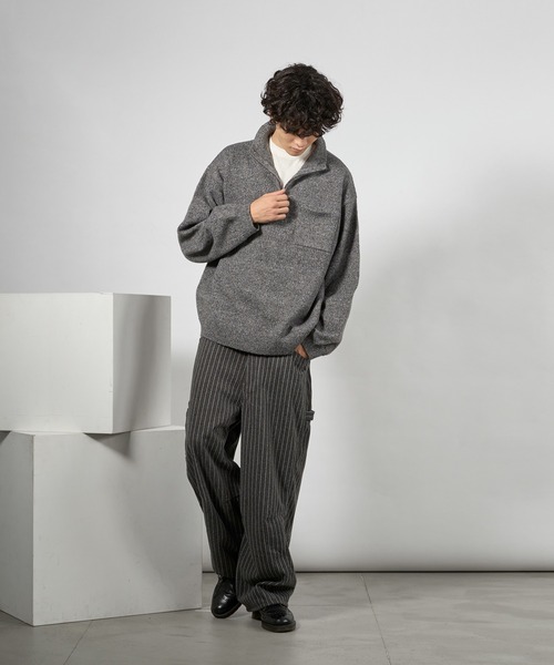 kutir（クティール）の「RUBBER LOGO MELANGE HALF ZIP KNIT/ラバーロゴメランジハーフジップニット（ニット/セーター・メンズ・グリーン系/ブラック/レッド・LARGE/MEDIUM）」の7枚目の写真