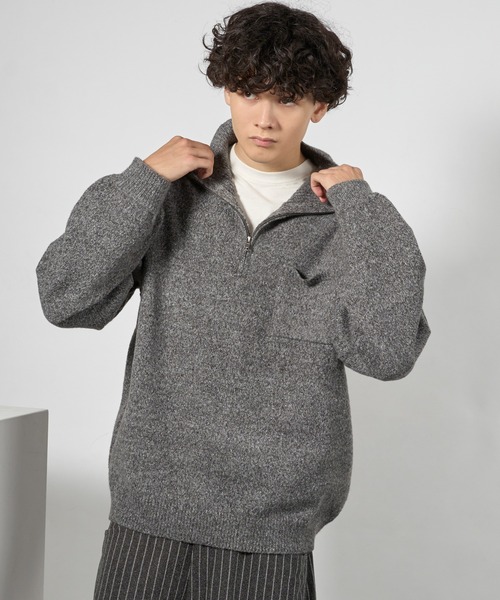 kutir（クティール）の「RUBBER LOGO MELANGE HALF ZIP KNIT/ラバーロゴメランジハーフジップニット（ニット/セーター・メンズ・グリーン系/ブラック/レッド・LARGE/MEDIUM）」の5枚目の写真