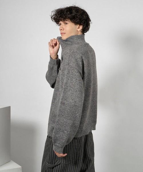 kutir（クティール）の「RUBBER LOGO MELANGE HALF ZIP KNIT/ラバーロゴメランジハーフジップニット（ニット/セーター・メンズ・グリーン系/ブラック/レッド・LARGE/MEDIUM）」の9枚目の写真
