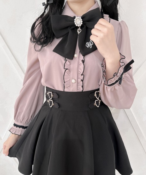 セール】【セットアップ対応】ワンポイント刺繍リボンブラウス（シャツ