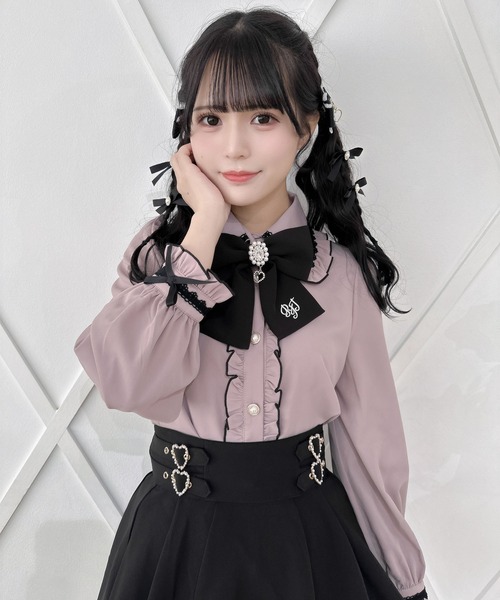 ROJITA（ロジータ）の「【セットアップ対応】ワンポイント刺繍リボンブラウス（シャツ/ブラウス・レディース・ブルー/ピンク/ピンクベージュ・FREE）」の13枚目の写真