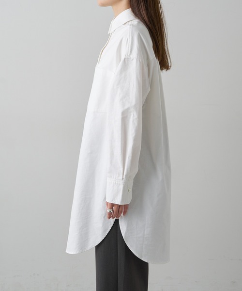 PUAL CE CIN（ピュアルセシン）の「コットンオックスチュニックシャツ（シャツ/ブラウス・レディース・オフホワイト/ブルー・FREE）」の10枚目の写真