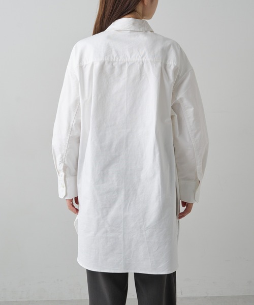 PUAL CE CIN（ピュアルセシン）の「コットンオックスチュニックシャツ（シャツ/ブラウス・レディース・オフホワイト/ブルー・FREE）」の11枚目の写真