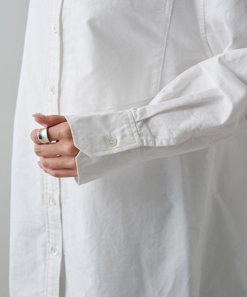 PUAL CE CIN（ピュアルセシン）の「コットンオックスチュニックシャツ（シャツ/ブラウス・レディース・オフホワイト/ブルー・FREE）」の14枚目の写真