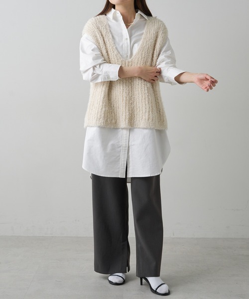 PUAL CE CIN（ピュアルセシン）の「コットンオックスチュニックシャツ（シャツ/ブラウス・レディース・オフホワイト/ブルー・FREE）」の18枚目の写真