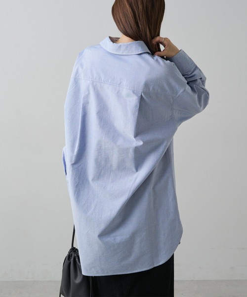 PUAL CE CIN（ピュアルセシン）の「コットンオックスチュニックシャツ（シャツ/ブラウス・レディース・オフホワイト/ブルー・FREE）」の5枚目の写真