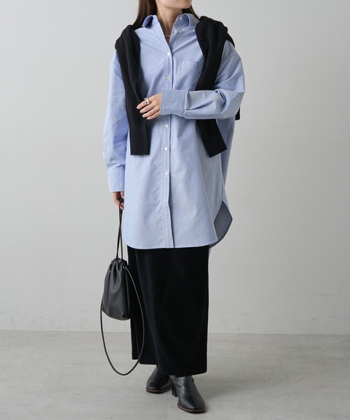 PUAL CE CIN（ピュアルセシン）の「コットンオックスチュニックシャツ（シャツ/ブラウス・レディース・オフホワイト/ブルー・FREE）」の6枚目の写真