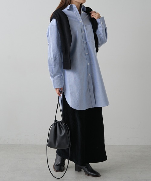 PUAL CE CIN（ピュアルセシン）の「コットンオックスチュニックシャツ（シャツ/ブラウス・レディース・オフホワイト/ブルー・FREE）」の7枚目の写真
