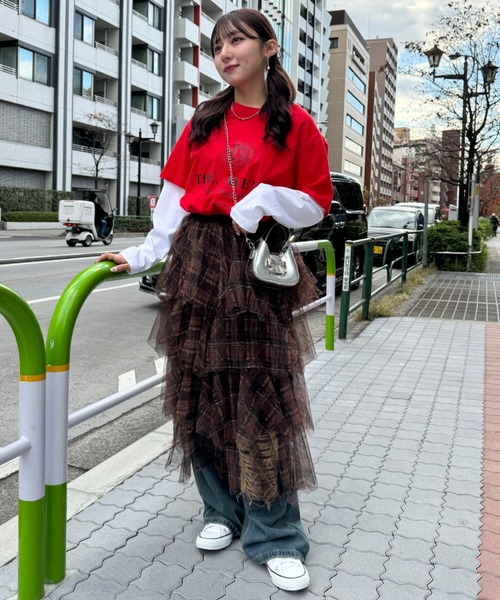 セール】チェック柄ティアードチュールスカート（スカート）｜SOLLON