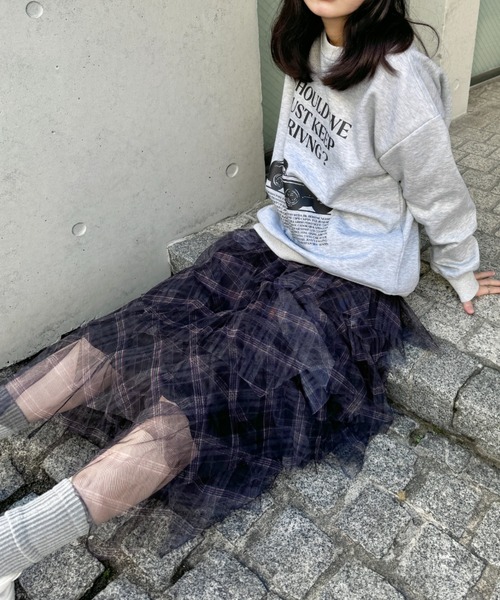 セール】チェック柄ティアードチュールスカート（スカート）｜SOLLON