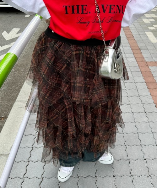セール】チェック柄ティアードチュールスカート（スカート）｜SOLLON