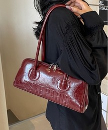 《横長バッグ》ロゴデザインクラシカルレトロショルダーバッグ