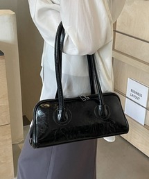 《横長バッグ》ロゴデザインクラシカルレトロショルダーバッグ