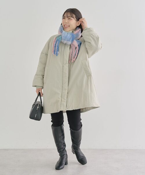 Green　Parks（グリーンパークス）の「ボリュームチェックマフラー（マフラー・レディース・ベージュ/グリーン/サックスブルー/ピンク・FREE）」の6枚目の写真