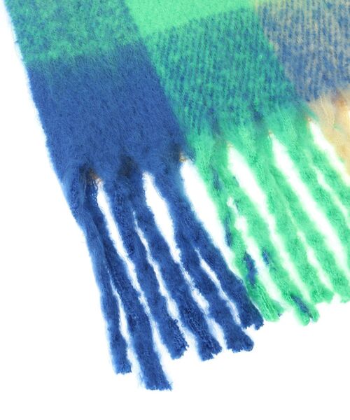 Green　Parks（グリーンパークス）の「ボリュームチェックマフラー（マフラー・レディース・ベージュ/グリーン/サックスブルー/ピンク・FREE）」の10枚目の写真