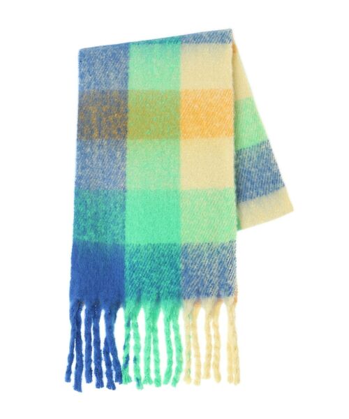 Green　Parks（グリーンパークス）の「ボリュームチェックマフラー（マフラー・レディース・ベージュ/グリーン/サックスブルー/ピンク・FREE）」の17枚目の写真