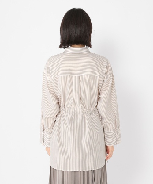 studio CLIP(スタディオクリップ)の「ドロストストライプシャツ(シャツ/ブラウス・レディース・ベージュ/ブラック・FREE)」の11枚目の写真