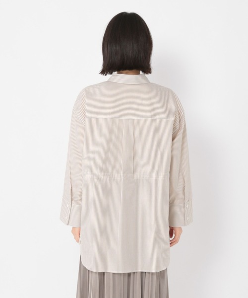 studio CLIP(スタディオクリップ)の「ドロストストライプシャツ(シャツ/ブラウス・レディース・ベージュ/ブラック・FREE)」の12枚目の写真