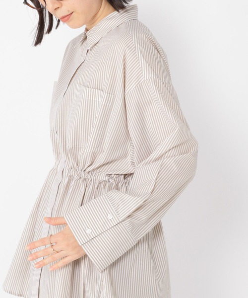 studio CLIP(スタディオクリップ)の「ドロストストライプシャツ(シャツ/ブラウス・レディース・ベージュ/ブラック・FREE)」の14枚目の写真