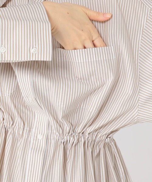 studio CLIP(スタディオクリップ)の「ドロストストライプシャツ(シャツ/ブラウス・レディース・ベージュ/ブラック・FREE)」の15枚目の写真