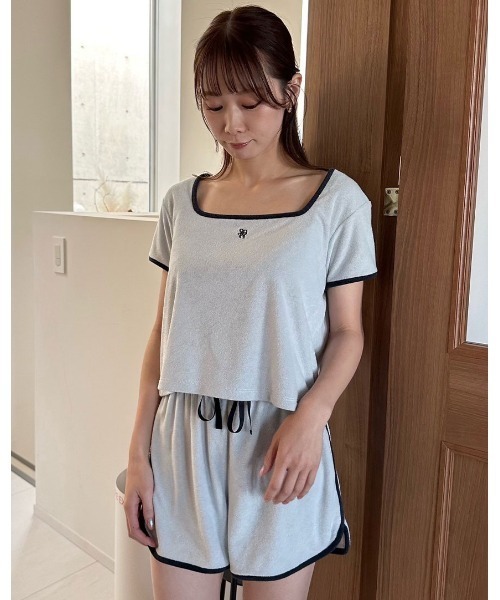 【新品未使用】パイルセットアップ ピンク sorbet light 接触冷感素材 sorbet light】【接触冷感】パイルセットアップ（ルームウェア