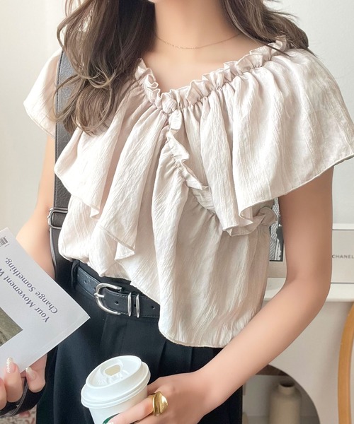 セール】大人ガーリーに見せる。2wayオフショルフリルデザイン
