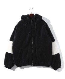 メンズライク ビッグシルエット シャギー フリース ジップパーカー