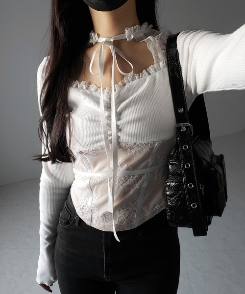 トップス Ami ribbon tops ANDMARY】Ami ribbon tops