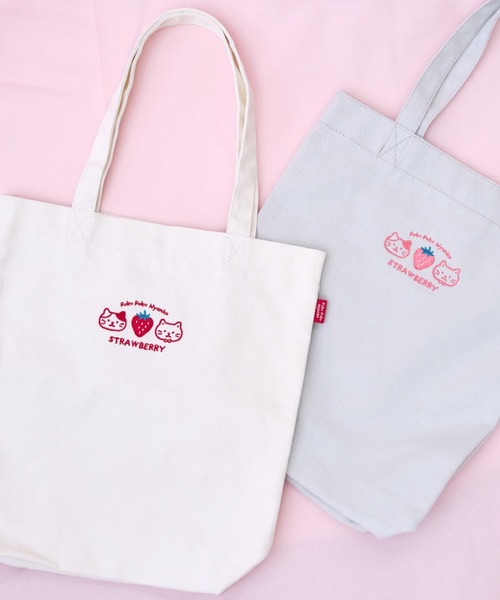 JEANS MATE(ジーンズメイト)の「【HAPiNS/ハピンズ】イチゴキャンバストートバッグ(トートバッグ・レディース・グレー/アイボリー・ONE SIZE)」の6枚目の写真