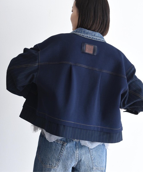 デニムトリム ダンボール&ストライプジャケット（その他アウター