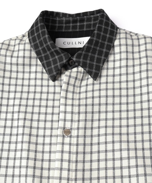 25-SS-020 / Check Asymmetrical Stripe Long Sleeve Shirt（シャツ 