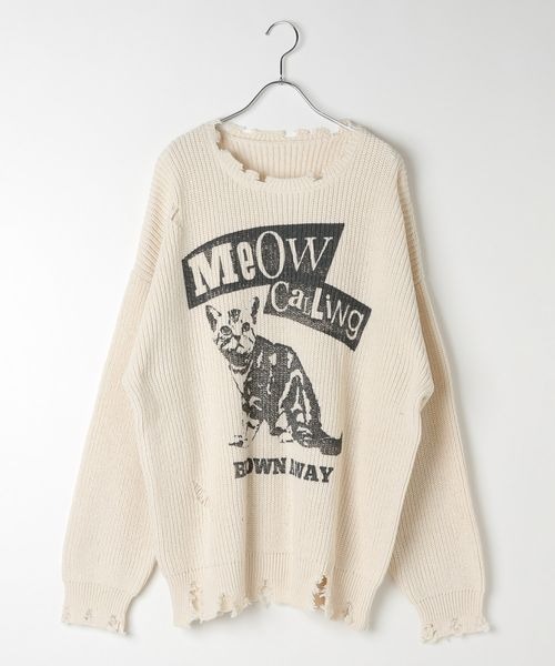 PBLIM（ページボーイリム）の「《UNISEX》ダメージキャットニット（ニット/セーター・レディース・グレー/オフホワイト/ブルー/ボルドー・FREE）」の21枚目の写真