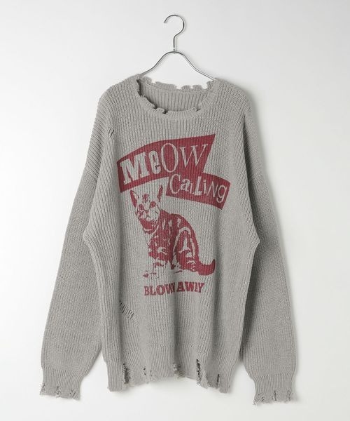 PBLIM（ページボーイリム）の「《UNISEX》ダメージキャットニット（ニット/セーター・レディース・グレー/オフホワイト/ブルー/ボルドー・FREE）」の14枚目の写真